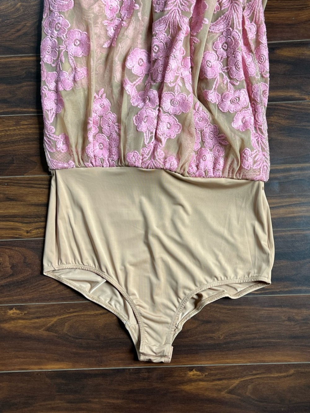For Love & Lemons Temecula Maxi Dress, Dusty Rose and Nude Long Sleeve Lace, L - Picture 6 of 7